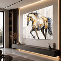 Artronauts Glass Print Low-Poly Gold Stallion Glass Wall Art