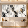 Abstract Ink Flow Triptych with silver frame
