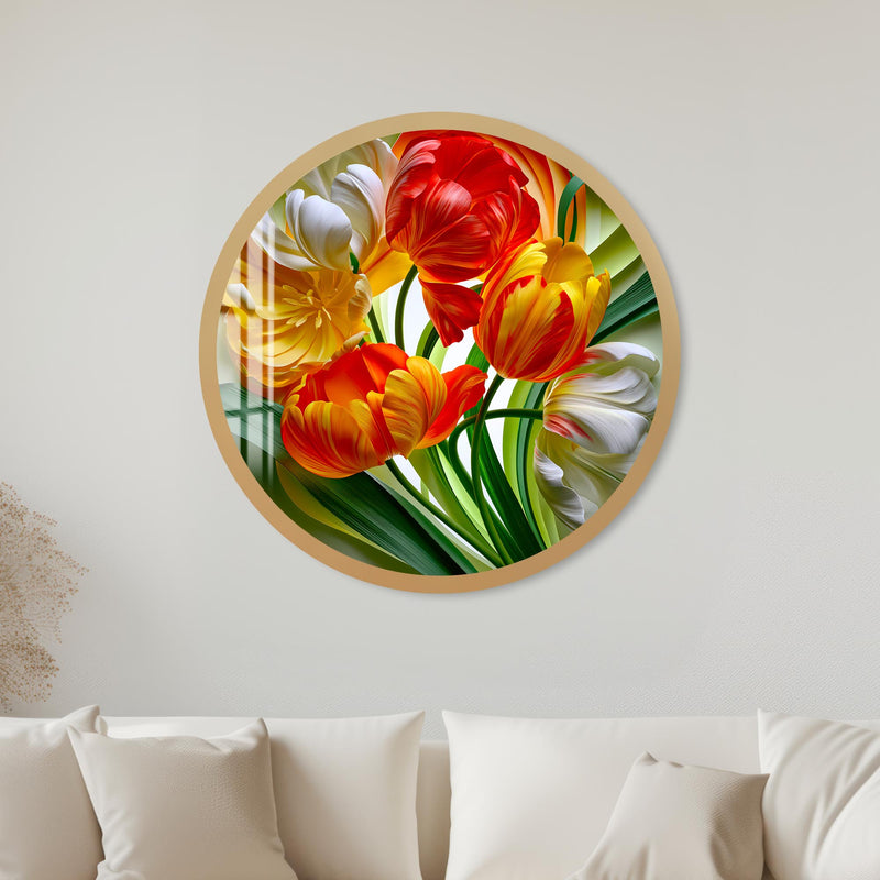 Radiant Tulip Bouquet with gold frame