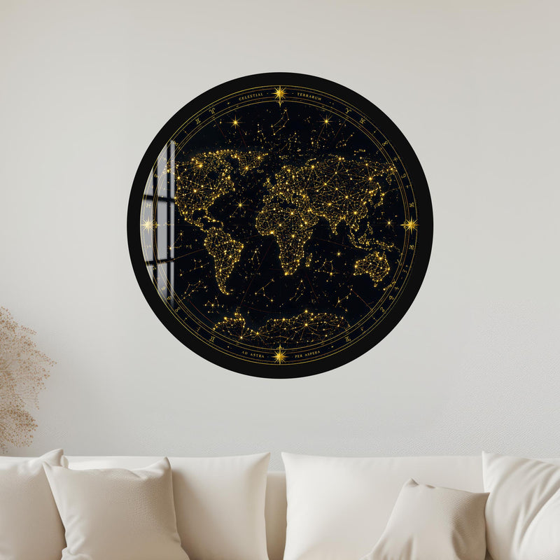 Celestial World Map with black frame
