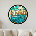 Turquoise Sailing Regatta with gold frame