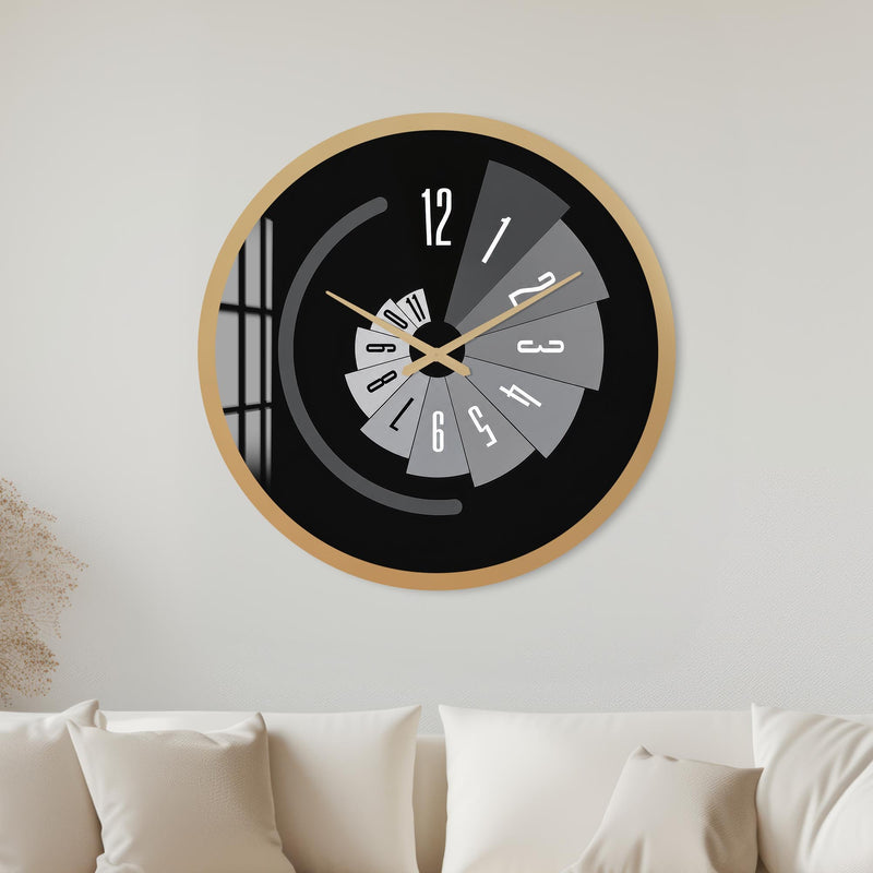 Monochrome Time Spiral with gold frame