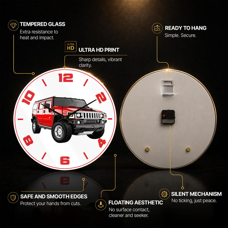 Red Off-Road Adventure — tempered glass, ultra HD print, ready to hang