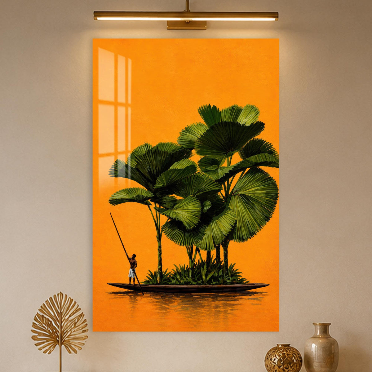 Artronauts Glass Print Tropical Boat Garden Glass Wall Art