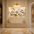 Artronauts Glass Print 18x12 cm | 7.1"x4.7" / Gold Golden Bloom Textures Glass Wall Art