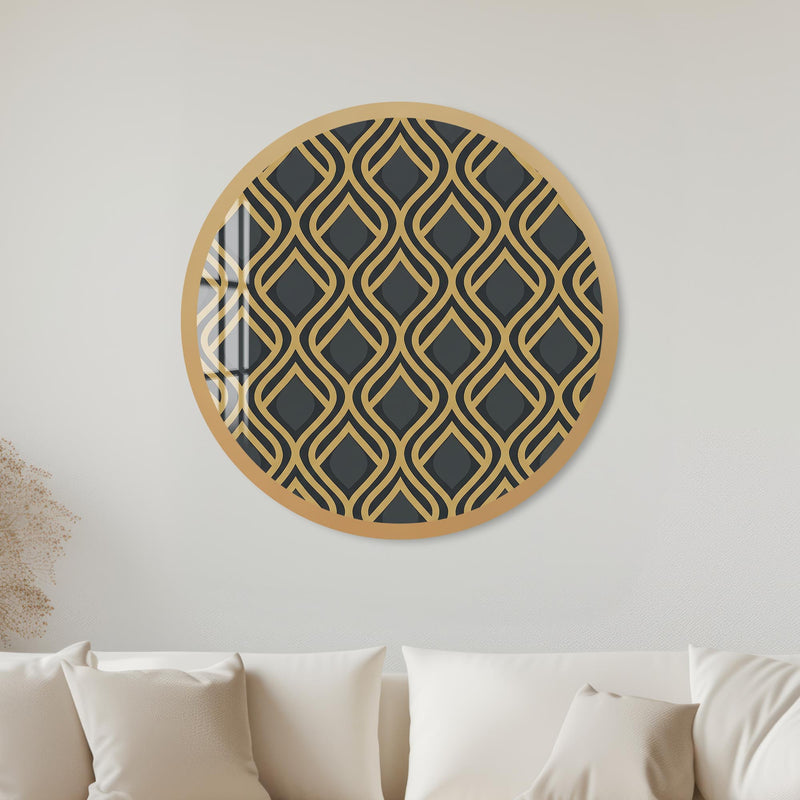 Art Deco Ogee Trellis with gold frame
