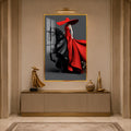 Red Gown Horsewoman with gold frame
