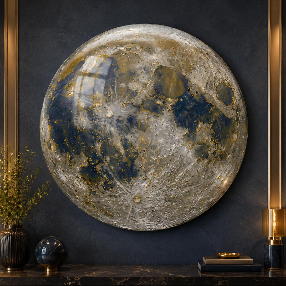 Gilded Moon — tempered glass, ultra HD print, ready to hang
