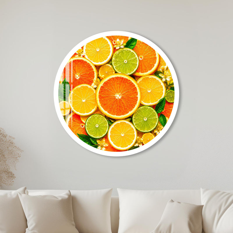 Vibrant Citrus Medley with white frame