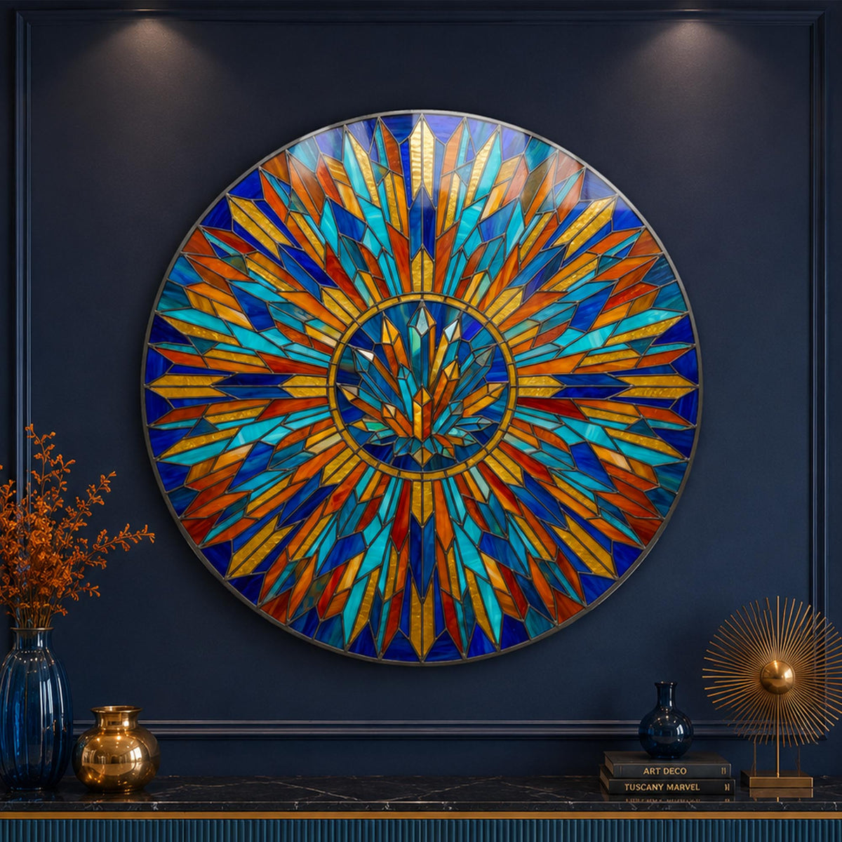 Prismatic Sunburst — tempered glass, ultra HD print, ready to hang