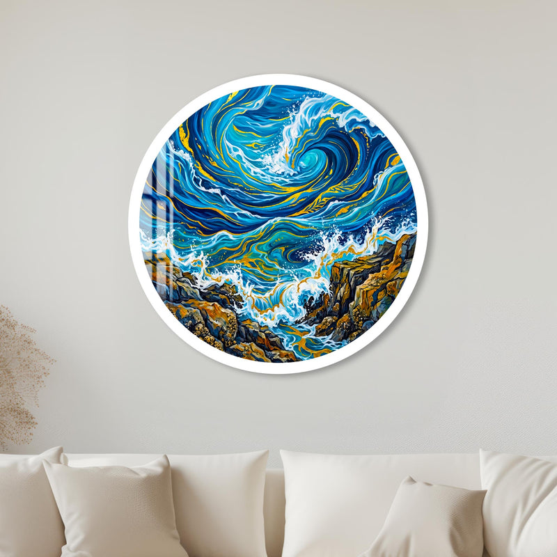 Gilded Ocean Vortex with white frame