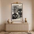 Tokyo Polka Dot Cats with walnut frame