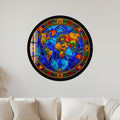 Stained Glass World Map with black frame