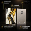 Golden Current — tempered glass, ultra HD print, ready to hang