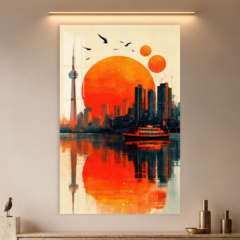 Artronauts Glass Print Toronto Sunset Glass Wall Art