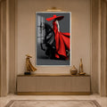 Red Gown Horsewoman with silver frame