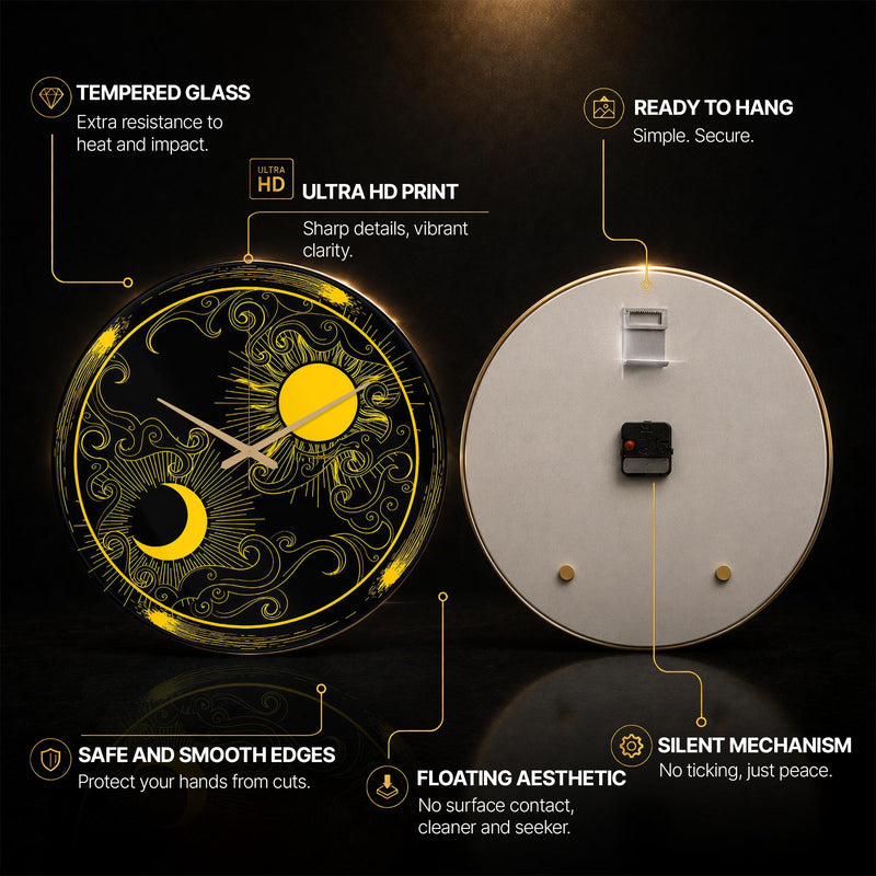 Celestial Sun And Moon — tempered glass, ultra HD print, ready to hang