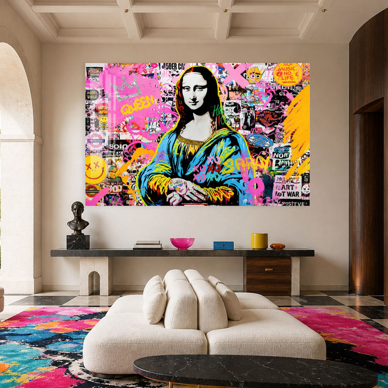 Artronauts Glass Print Graffiti Mona Lisa Glass Wall Art