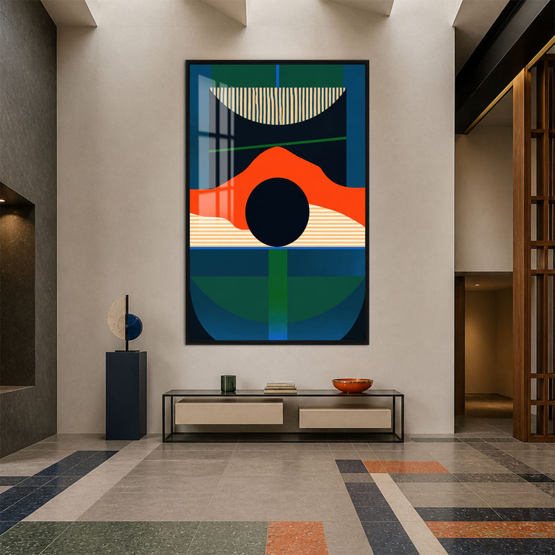 Artronauts Glass Print 12x18 cm | 4.7"x7.1" / Black Modern Geometric Rhythm Glass Wall Art