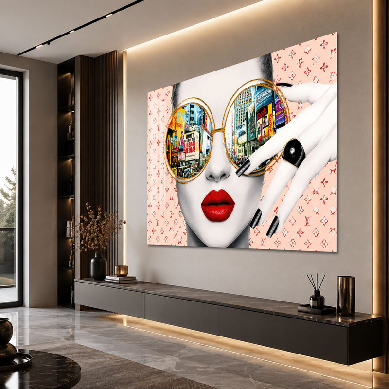 Artronauts Glass Print Times Square Sunglasses Glass Wall Art