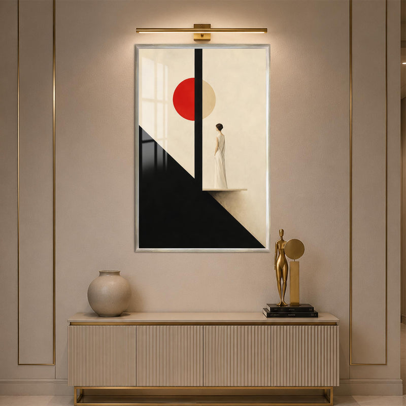 Woman Beneath The Red Sun with silver frame
