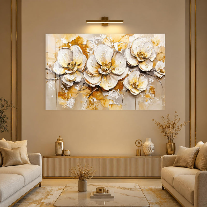 Artronauts Glass Print Golden Bloom Textures Glass Wall Art