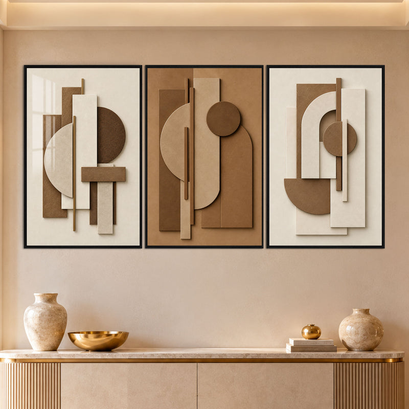 Earthtone Geometric Harmony with black frame