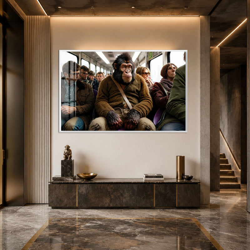 Chimpanzee Train Commuter with white frame