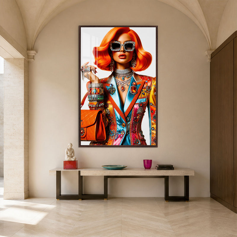Jewelled Fire with walnut frame