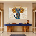Mosaic Elephant Portrait with gold frame