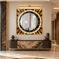 Amber Mosaic Sunburst with black frame