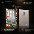 Vibrant Mosaic Glass — tempered glass, ultra HD print, ready to hang