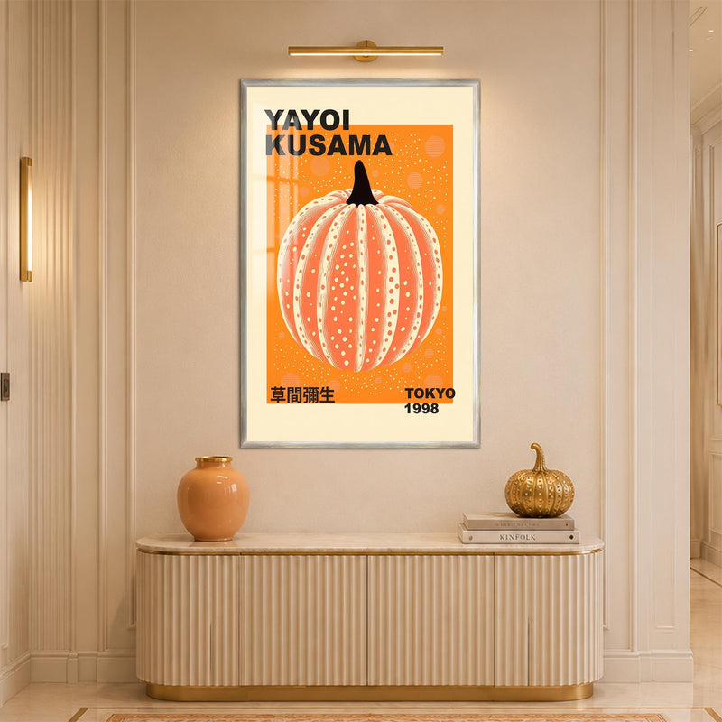 Kusama Pumpkin Poster with silver frame