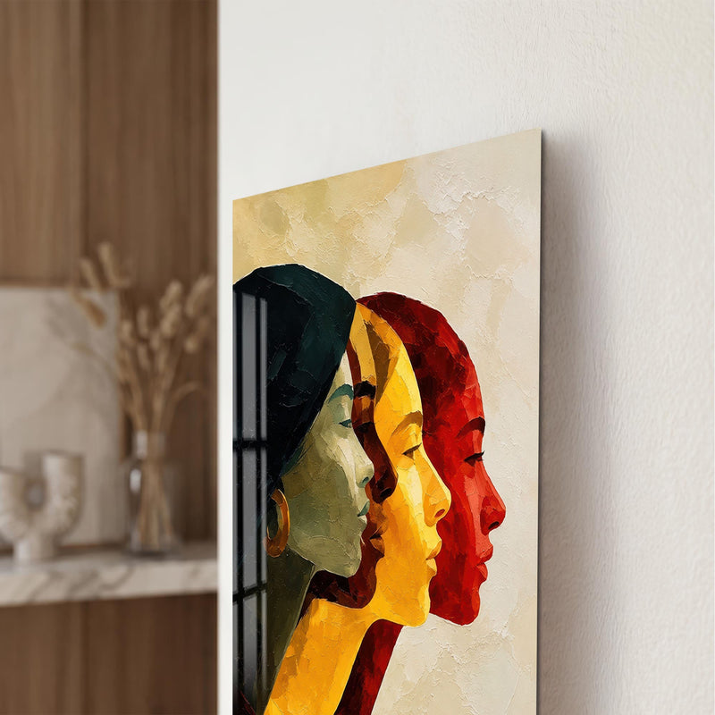 Artronauts Glass Print Three Faces Glass Wall Art