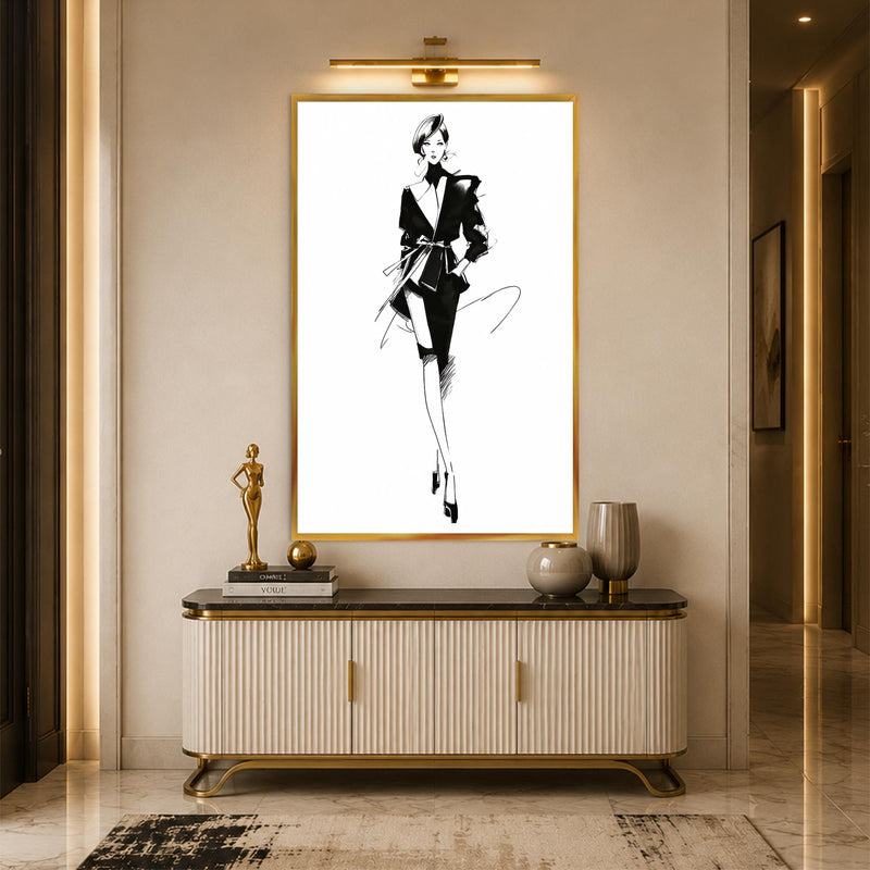 Monochrome Fashion Muse with gold frame