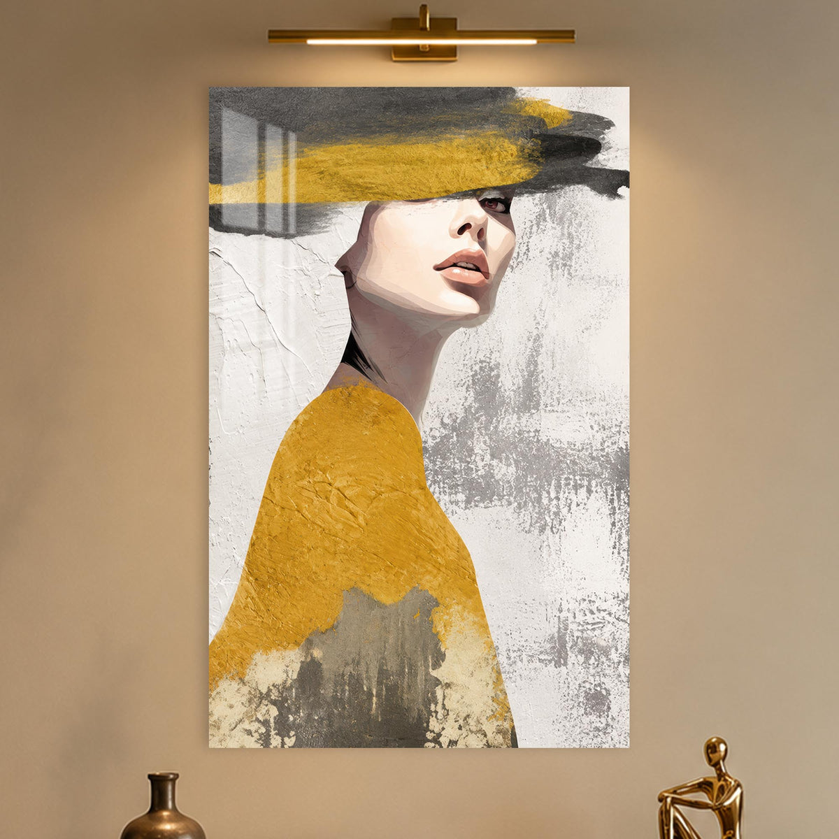 Woman In Ochre in a modern room