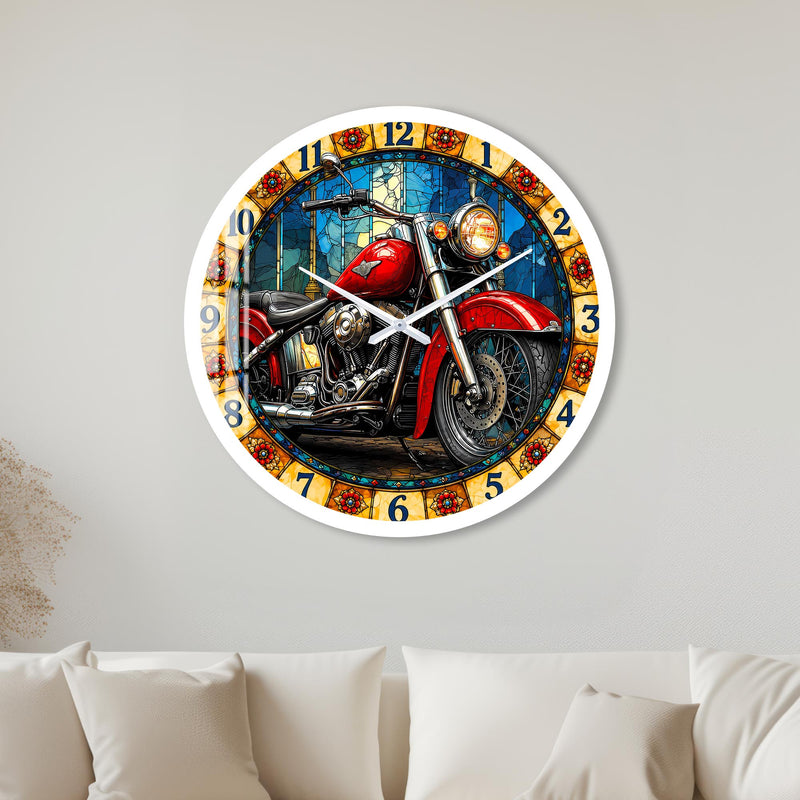 Stained Glass Motorcycle with white frame