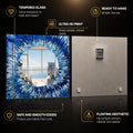 Sapphire Radiance — tempered glass, ultra HD print, ready to hang