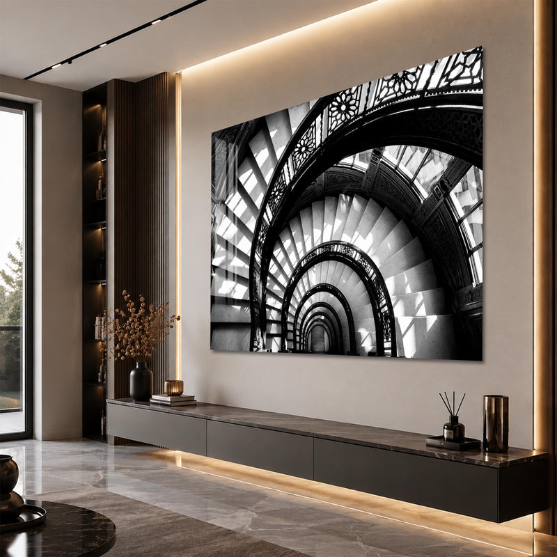 Artronauts Glass Print Spiral Staircase Depths Glass Wall Art