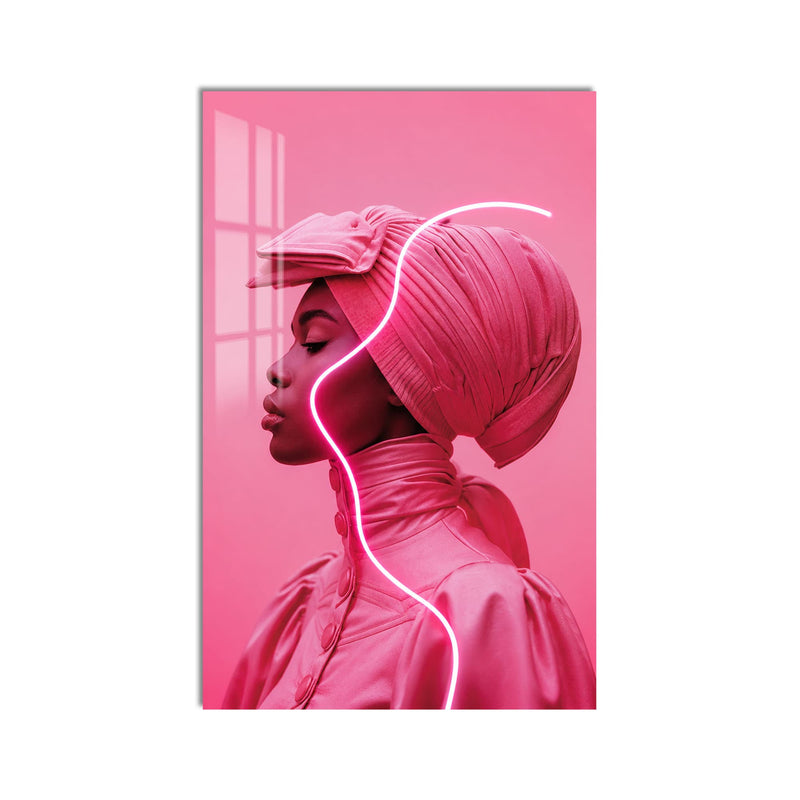 Artronauts Glass Print Pink Neon Profile Glass Wall Art