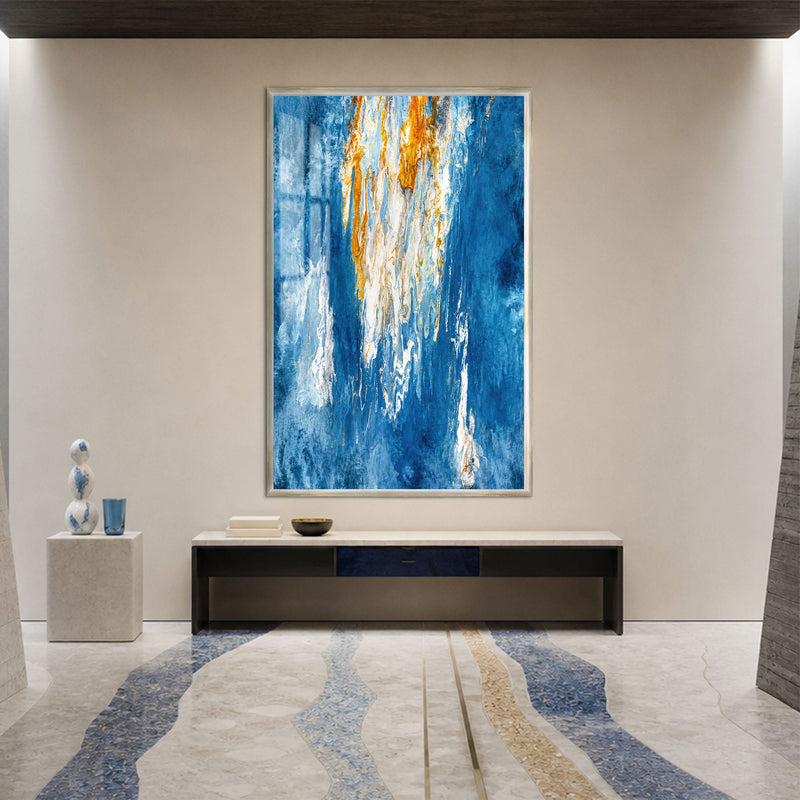 Artronauts Glass Print 12x18 cm | 4.7"x7.1" / Silver Gilded Blue Cascade Glass Wall Art