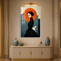 Lady With White Cat with white frame