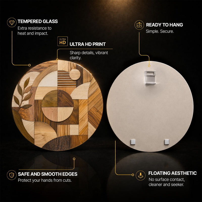 Woodland Geometry — tempered glass, ultra HD print, ready to hang