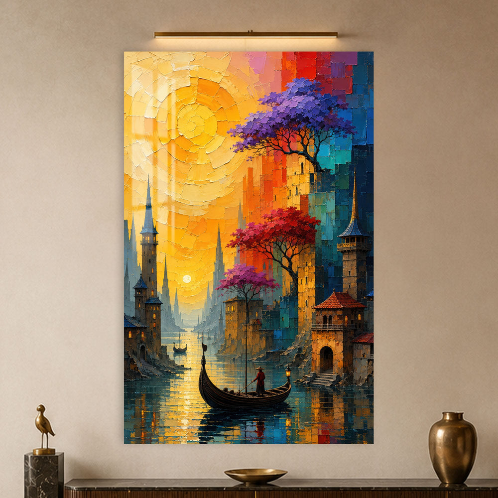 Artronauts Glass Print Golden Canal City Glass Wall Art