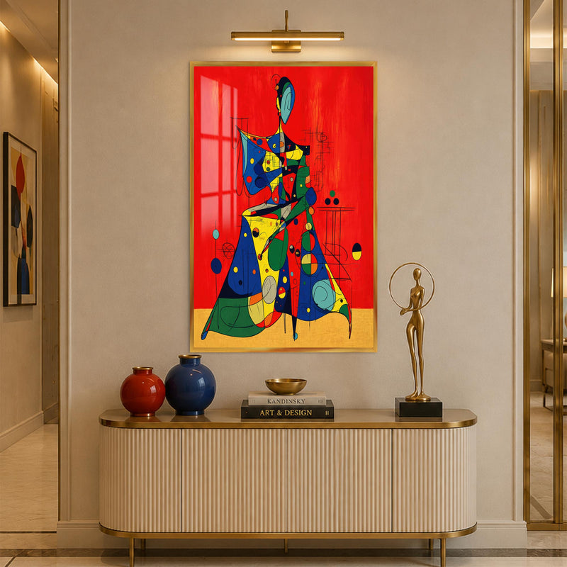 Crimson Abstract Muse with gold frame