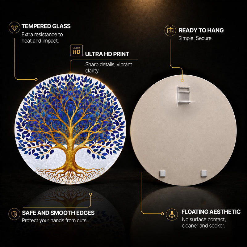 Golden Tree Of Life — tempered glass, ultra HD print, ready to hang
