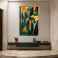 Artronauts Glass Print 12x18 cm | 4.7"x7.1" / Gold Emerald Geometric Fusion Glass Wall Art