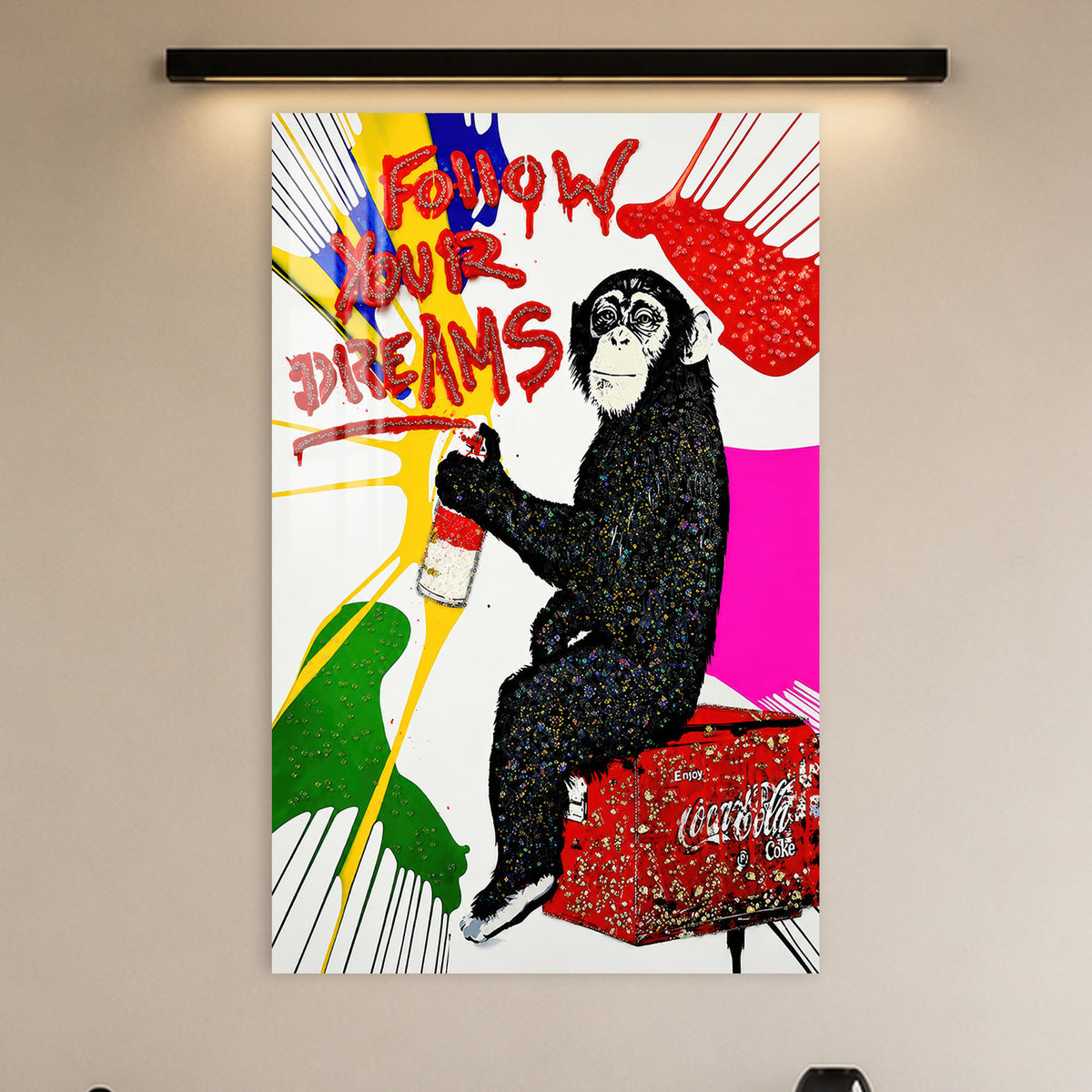 Follow Your Dreams Chimp in a modern room