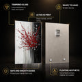 Crimson Rain Blossom — tempered glass, ultra HD print, ready to hang