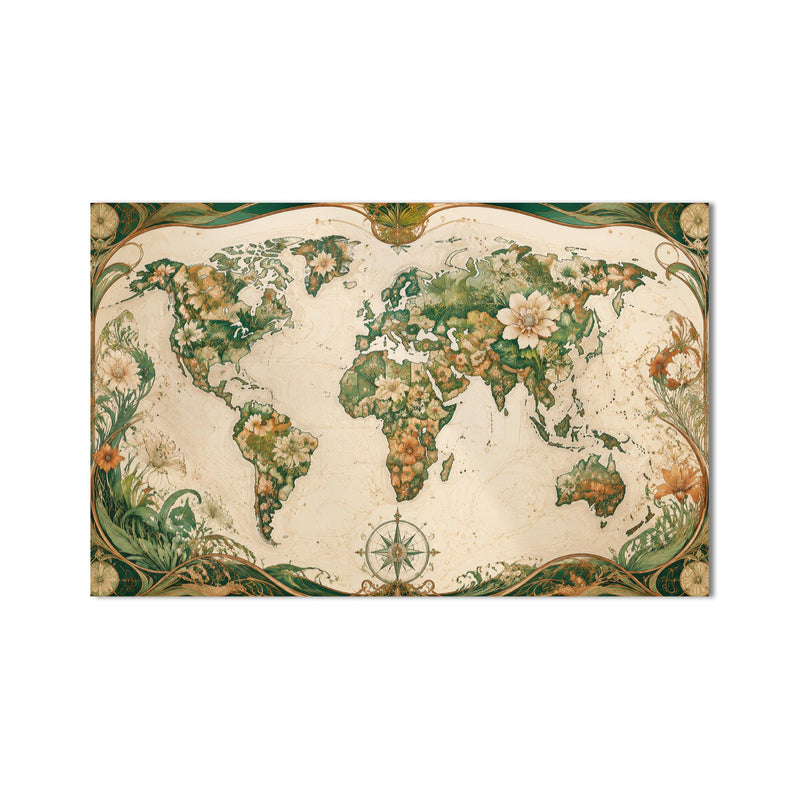 Botanical World Map product shot on white background